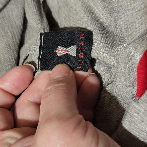 EUC Libian Grey 5 Stripe Hi-Lo Hem Hoodie sz L - Picture 4 of 4